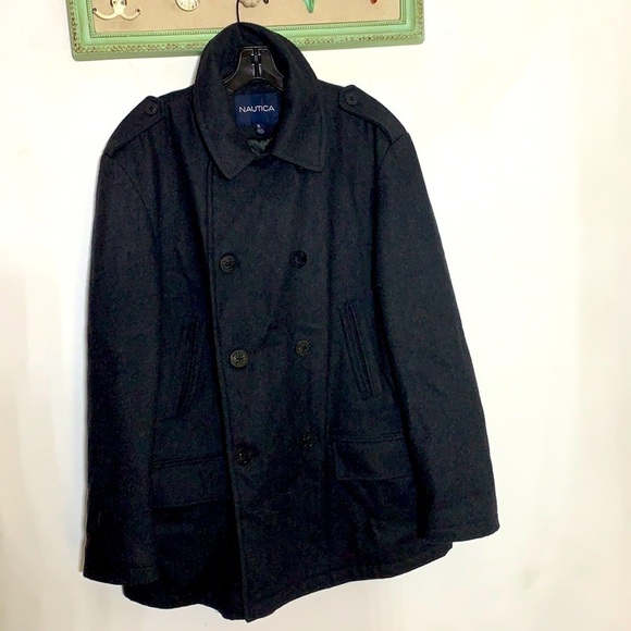 Nautical Wool Blend Black Classic 4 pocket double breast peacoat XL Men’s - Picture 1 of 8